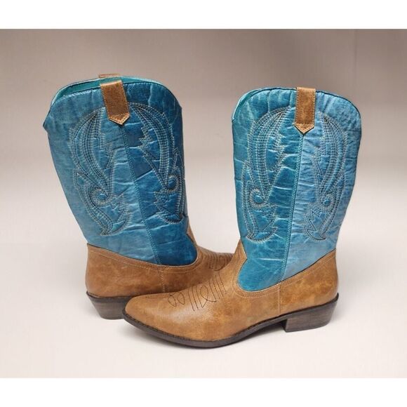 Coconut Gaucho Two Tone Western Boots Size 8.5M - Picture 1 of 9